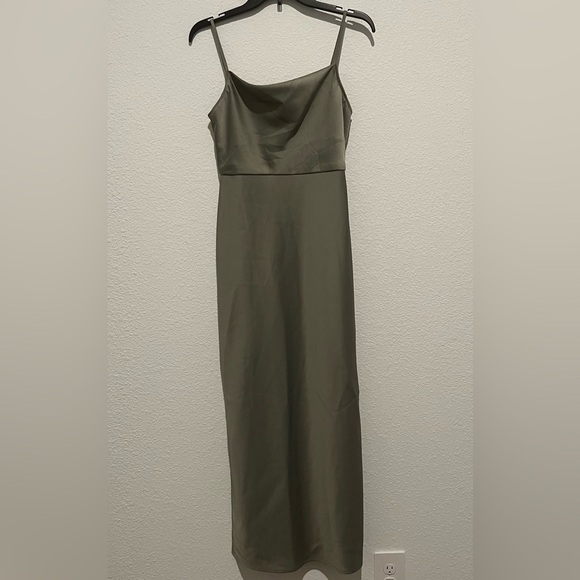 BHLDN Cali Satin Cowl-Neck Midi Slip Dress Size 4 - Picture 2 of 8